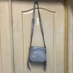 Elegant Gray Crossbody Bag with Fringe